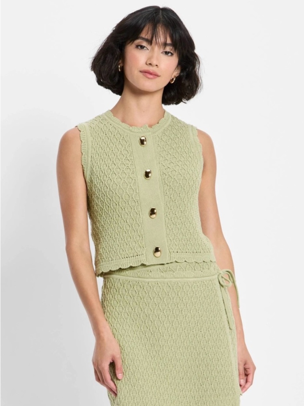 Future Collective - Button-Front Sweater Vest *SAGE GREEN